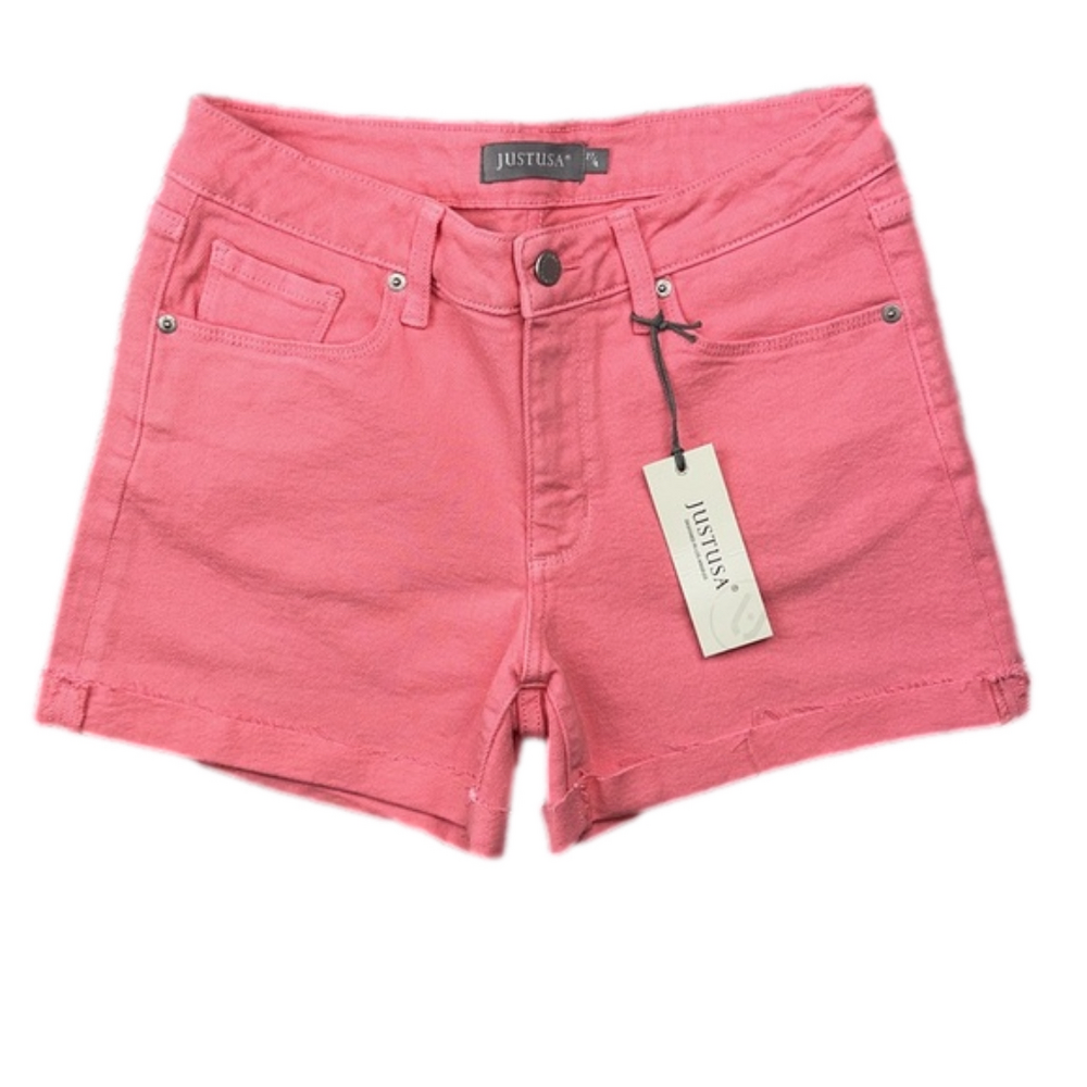 JUST USA Matty mid-rise Women's 27/4 Cuffed short in Fruit Punch Stretchy NWT